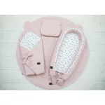 Sleepee Royal Baby kerek baba játszószőnyeg pink (rózsaszín) színben, puha steppelt velúr játszószőnyeg babáknak