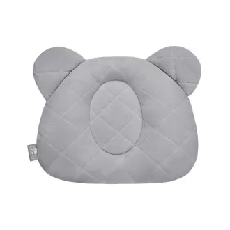 Sleepee Royal Baby ergonomikus babapárna laposfejűség ellen szürke (grey) színben, maci formájú velúr fejpárna babáknak