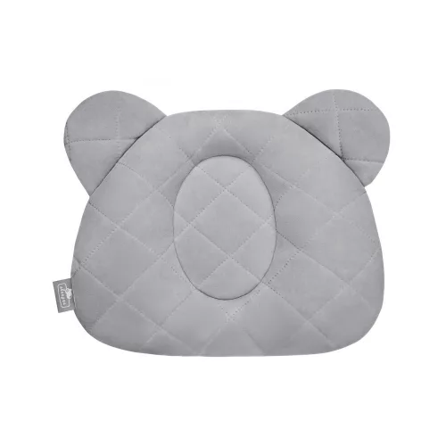 Sleepee Royal Baby ergonomikus babapárna laposfejűség ellen szürke (grey) színben, maci formájú velúr fejpárna babáknak