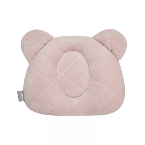 Sleepee Royal Baby ergonomikus babapárna laposfejűség ellen pink (rózsaszín) színben, maci formájú velúr fejpárna babáknak