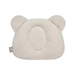 Sleepee Royal Baby ergonomikus babapárna laposfejűség ellen sand (bézs) színben, maci formájú velúr fejpárna babáknak