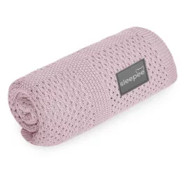 Sleepee ultra soft bamboo vékony kötött bambusz babatakaró baby pink színben, puha és légáteresztő takaró újszülötteknek