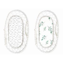   Lepedő szett mózeskosárhoz / bölcsőhöz (2 db-os) / Black dots-eucalyptus