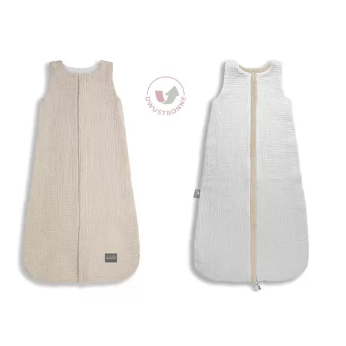 Sleepee kifordítható muszlin baba hálózsák 4-24 hó (M méret), beige homok szín (1.0 TOG)