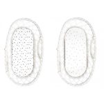 Lepedő szett mózeskosárhoz / bölcsőhöz (2 db-os) / Black dots-grey dots