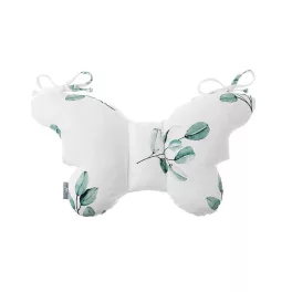 Sleepee Butterfly anti-shock pillangó babapárna Eucalyptus (zöld leveles) mintával, rázkódás elleni fejtámasztó babapárna babakocsiba és autósülésbe