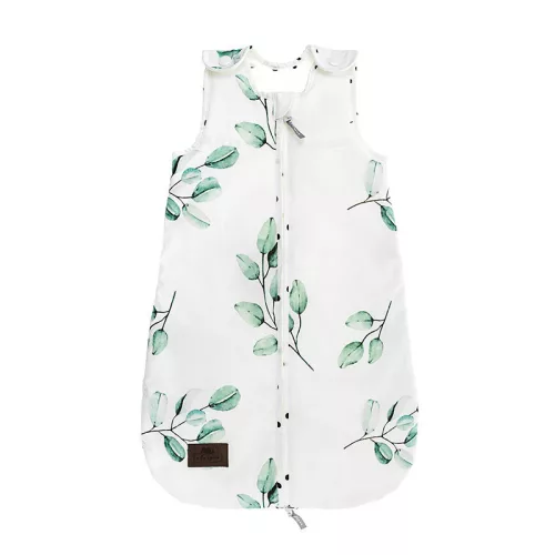 Sleepee NewBorn újszülött hálózsák 0-4 hó, bélelt pamut, zöld eukaliptusz (Eucalyptus) minta (2.5 TOG)