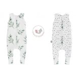 Sleepee kifordítható téli tipegő gyermek hálózsák 3-4 év (M), pamut borítás, zöld eukaliptusz és pöttyös minta (2.5 TOG)