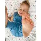 Sleepee pamut tipegő hálózsák lábbal 3-4 év (M méret), Petrol Blue kék (1.5 TOG)