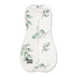 Sleepee First Step újszülött baba pólya, puha pamut anyagból, Eucalyptus zöld leveles mintával (0.5 TOG)