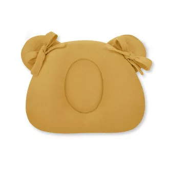 Sleepee muszlin ergonomikus babapárna laposfejűség ellen sunflower (sárga) színben, maci formájú légáteresztő fejpárna babáknak