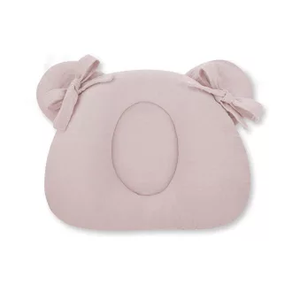 Sleepee muszlin ergonomikus babapárna laposfejűség ellen rose (rózsaszín) színben, maci formájú légáteresztő fejpárna babáknak