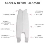 Sleepee muszlin tipegő hálózsák lábbal 1-2 év (S méret), szürke (1.0 TOG)