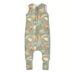 Sleepee kifordítható téli tipegő baba hálózsák 1-2 év (S), pamut borítás, zöld Bohemian Green és bézs virágos minta (2.5 TOG)