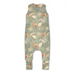 Sleepee kifordítható téli tipegő baba hálózsák 1-2 év (S), pamut borítás, zöld Bohemian Green és bézs virágos minta (2.5 TOG)