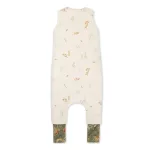 Sleepee kifordítható téli tipegő baba hálózsák 1-2 év (S), pamut borítás, zöld Bohemian Green és bézs virágos minta (2.5 TOG)