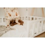 Sleepee kifordítható téli tipegő gyermek hálózsák 3-4 év (M), pamut borítás, bézs Bohemian Sand és virágos bézs Botanic minta (2.5 TOG)