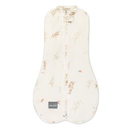 Sleepee First Step újszülött baba pólya, puha pamut anyagból, bézs leveles (Bohemian Botanic) mintával (0.5 TOG)