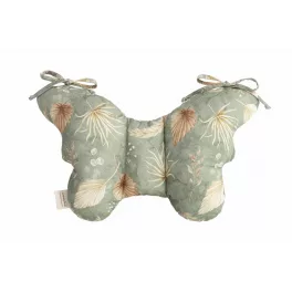 Sleepee Butterfly anti-shock pillangó babapárna Bohemian Green (zöld, leveles) mintával, rázkódás elleni fejtámasztó babapárna babakocsiba és autósülésbe