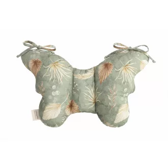 Sleepee Butterfly anti-shock pillangó babapárna Bohemian Green (zöld, leveles) mintával, rázkódás elleni fejtámasztó babapárna babakocsiba és autósülésbe