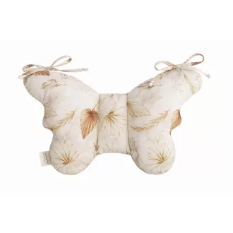 Sleepee Butterfly anti-shock pillangó babapárna Bohemian Sand (bézs) tollas mintával, rázkódás elleni fejtámasztó babapárna babakocsiba és autósülésbe