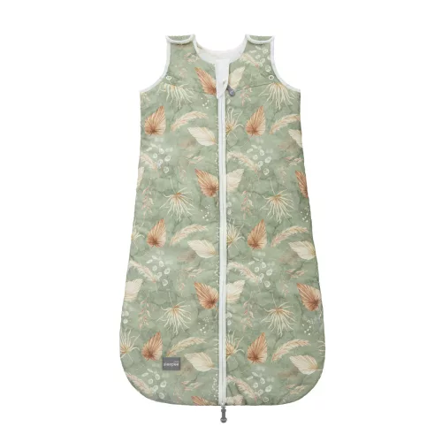 Sleepee Grow Up állítható baba hálózsák 0-24 hó, bélelt pamut, zöld leveles (Bohemian Green) minta (2.5 TOG)