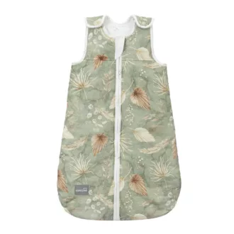 Sleepee NewBorn újszülött hálózsák 0-4 hó, bélelt pamut, zöld leveles (Bohemian Green) mintával (2.5 TOG)