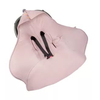 Sleepee autósülésbe való nyári muszlin babatakaró-pólya rózsaszín (Pink) színben, hordozóba illeszthető kivitel biztonsági öv nyílásokkal