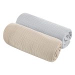 Sleepee puha pamut muszlin baba textil pelenka 2 pack / Grey-sand