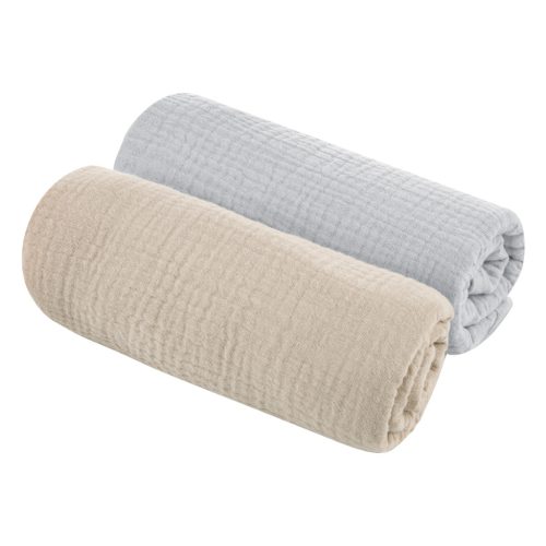 Sleepee puha pamut muszlin baba textil pelenka 2 pack / Grey-sand