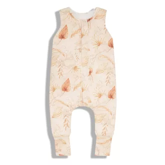 Sleepee téli tipegő hálózsák 6-12 hó (XS), pamut borítás, krém Bohemian Sand, leveles minta (2.5 TOG)