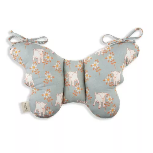 Sleepee Butterfly anti-shock pillangó babapárna Sky Blue (kék, állatkás) mintával, rázkódás elleni fejtámasztó babapárna babakocsiba és autósülésbe