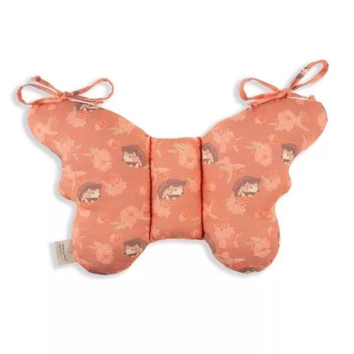Sleepee Butterfly anti-shock pillangó babapárna Amaranth (narancssárga, állatkás) mintával, rázkódás elleni fejtámasztó babapárna babakocsiba és autósülésbe