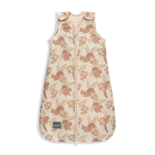 Sleepee NewBorn újszülött hálózsák 0-4 hó, bélelt pamut, bézs állatkás (Vintage Animals Almond) minta (2.5 TOG)