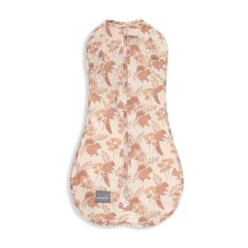 Sleepee Second Step baba pólya, puha pamut anyagból, krém színű állatkás (Animals Almond) mintával (0.5 TOG)