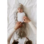 Sleepee Second Step baba pólya, puha pamut anyagból, krém színű állatkás (Animals Almond) mintával (0.5 TOG)