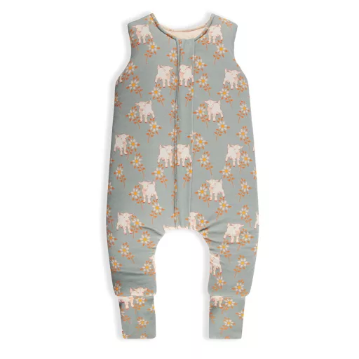 Sleepee téli tipegő baba hálózsák 6-12 hó (XS), pamut borítás, kék bárányos Vintage Animals minta (2.5 TOG)