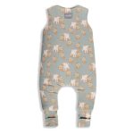 Sleepee kifordítható téli tipegő baba hálózsák 6-12 hó (XS), pamut borítás, kék bárányos Vintage Animals és pöttyös minta (2.5 TOG)
