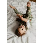 Sleepee kifordítható téli tipegő baba hálózsák 1-2 év (S), pamut borítás, kék bárányos Vintage Animals és bézs Cream minta (2.5 TOG)