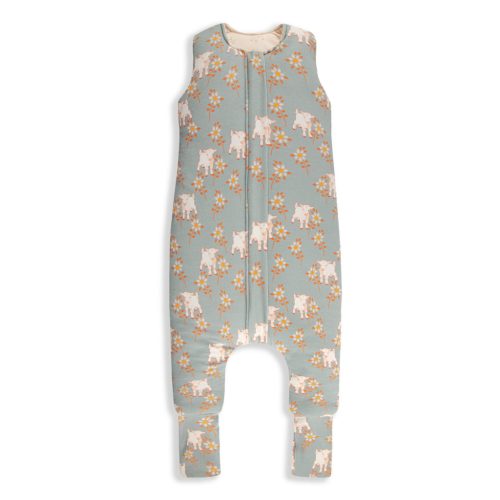 Sleepee kifordítható téli tipegő gyermek hálózsák 3-4 év (M), pamut borítás, kék bárányos Vintage Animals és bézs Cream minta (2.5 TOG)