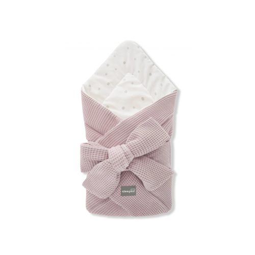 Sleepee újszülött baba pólya, gofri szövésű waffle pamut anyagból, rózsaszín (Pink) színben