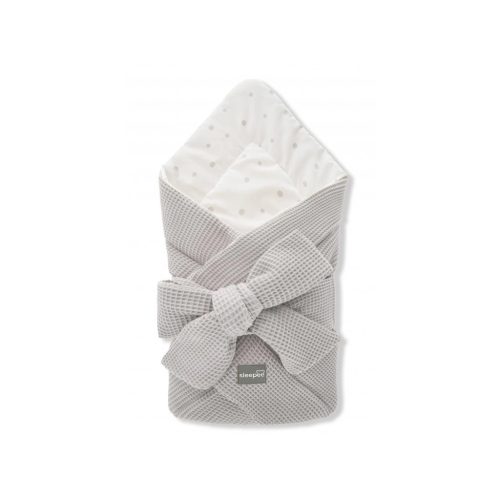 Sleepee újszülött baba pólya, gofri szövésű waffle pamut anyagból, szürke (Grey) színben