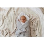 Sleepee újszülött baba pólya, gofri szövésű waffle pamut anyagból, szürke (Grey) színben