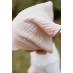 Sleepee muszlin napellenzős baba sapka grey (szürke) színben, hűsítő pamut-muszlin nyári fejfedő árnyékoló silddel babáknak