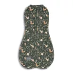 Sleepee First Step újszülött baba pólya, puha pamut anyagból, zöld erdei állatkás (Green Forest) mintával (0.5 TOG)