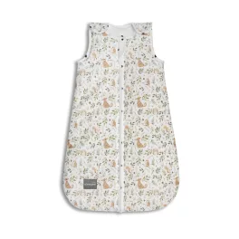 Sleepee NewBorn újszülött hálózsák 0-4 hó, bélelt pamut, bézs erdei állatkás (Ivory Forest) minta (2.5 TOG)