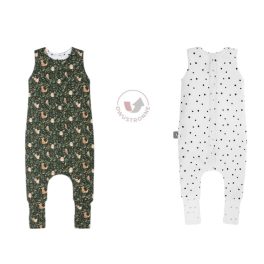 Sleepee kifordítható téli tipegő gyermek hálózsák 3-4 év (M), pamut borítás, sötétzöld Green Forest és pöttyös minta (2.5 TOG)