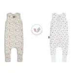 Sleepee kifordítható téli tipegő baba hálózsák 1-2 év (S), pamut borítás, bézs erdei Ivory Forest és pöttyös minta (2.5 TOG)