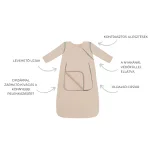 Sleepee téli baba hálózsák levehető ujjakkal, bélelt pamut, szürke (Grey) színben (2.5 TOG)
