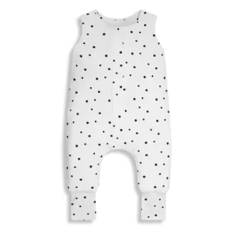 Sleepee téli tipegő baba hálózsák 6-12 hó (XS), pamut borítás, fehér és szürke pöttyös Black Dots minta (2.5 TOG)